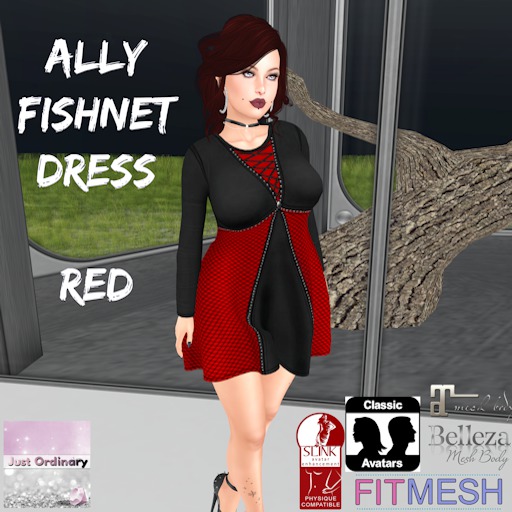 Ally Dress Fishnet Red