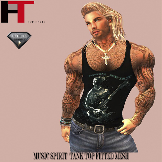 (H-T) MUSIC SPIRIT TANK TOP FITTED MESH AESTHETIC BAG