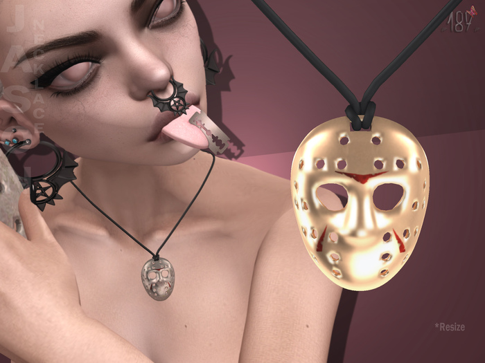 #187# Jason Mask Necklace Gold BOX (Add Me)