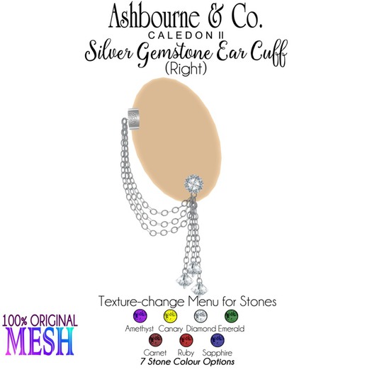 Ashbourne & Co. Silver Gemstone Ear Cuff R