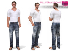 Full Perm Classic Rig Men's T-shirt Stretched Top Denim Pants Casual Outfit for Classic Avatars