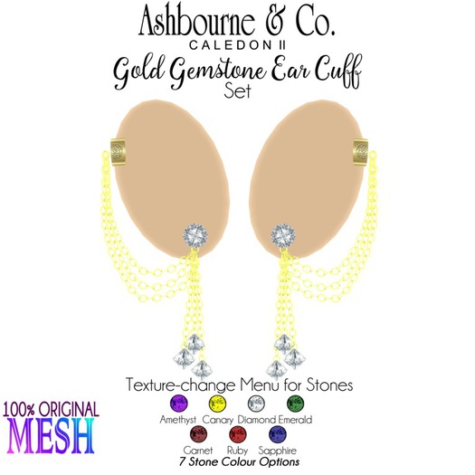 Ashbourne & Co. Gold Gemstone Ear Cuff Set (bagged)