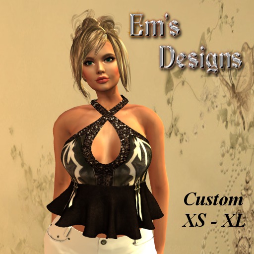 !Em Brown Leather Ruffle Halter