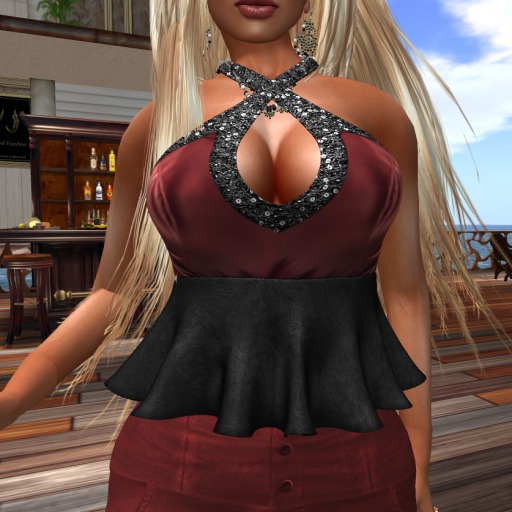 !Em Burgundy & Black Ruffle Halter