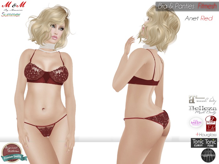 M&M+Anet Set Red Lingerie+ Fimesh   (Boxed)