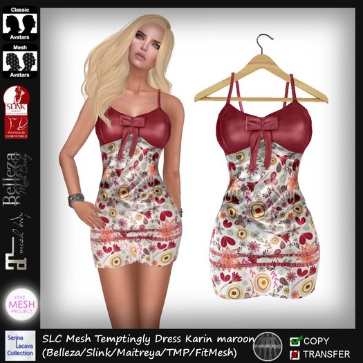 SLC Mesh Temptingly Dress Karin maroon