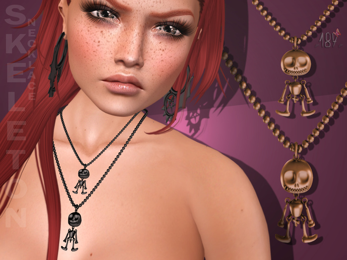 #187# Skeleton Duo Necklace Copper BOX (Add Me)
