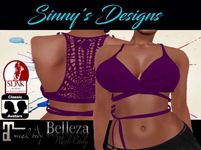 ~SD~MONTY LT PURPLE Cross Wrap Crop Top
