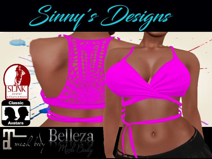 ~SD~MONTY PINK Cross Wrap Crop Top