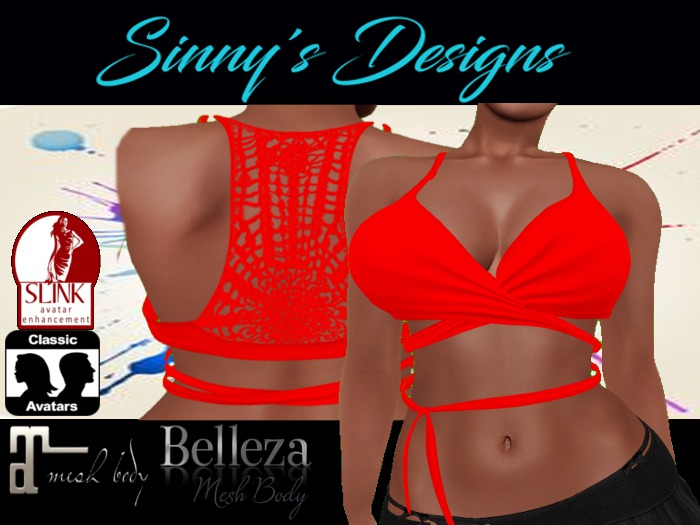 ~SD~MONTY RED Cross Wrap Crop Top
