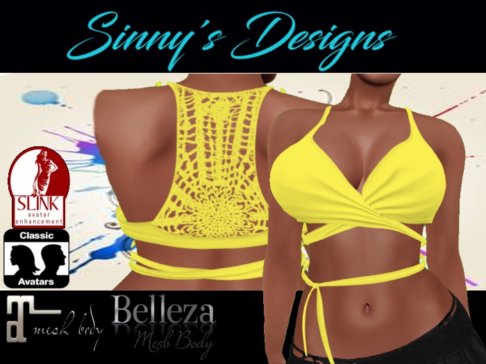~SD~MONTY YELLOW Cross Wrap Crop Top