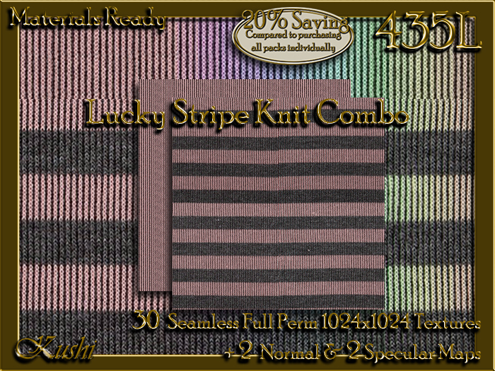 !Kushi! LuckyStripeKnitCOMBO Textures -WEAR TO UNPACK