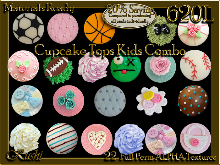 !Kushi! CupcakeTopsKidsCOMBO Textures -WEAR TO UNPACK
