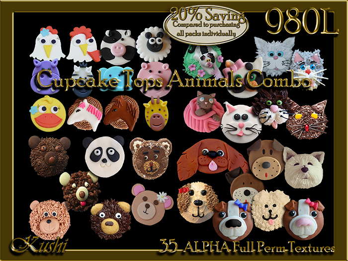 Cupcake Tops Animals COMBO Alpha Textures