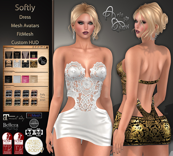 ***ArisAris/B&W~Softly Dress~Belleza, Maitreya, TMP, FIT