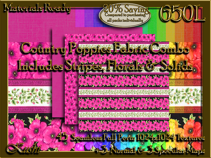 !Kushi! CountryPoppiesCOMBO Textures -WEAR TO UNPACK