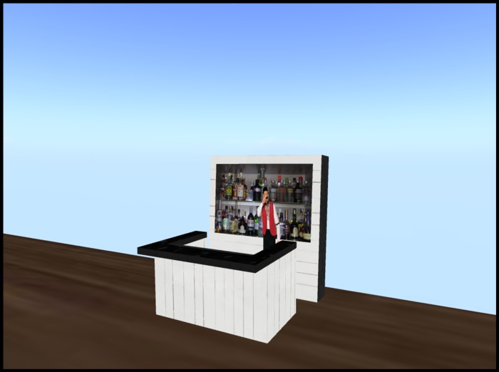 Bar black and white, waiter with drankmenu 5 prims