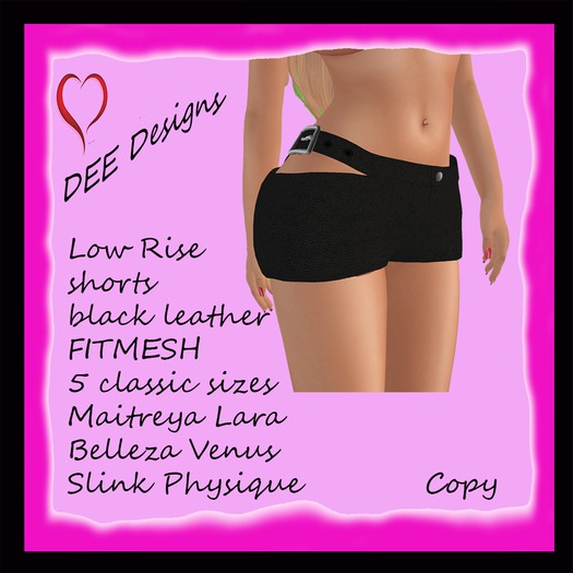 DEE Designs Low Rise Shorts Black Leather