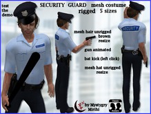 Security guard costume mesh rigged , mesh hat , mesh gun animated , bat kick