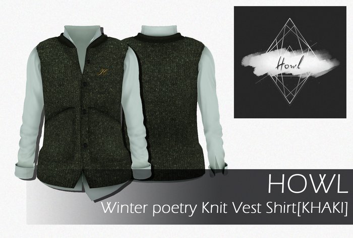 {Howl} Winter poetry Knit Vest Shirt [KHAKI] WEAR