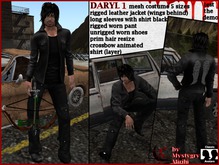 Daryl 1 costume mesh rigged ,leather jacket(angel wings behind) ,mesh pant ,crossbow animated ,prims hair