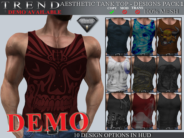 TREND - MENS TANK TOP "DESIGNS PACK 1" DEMO - AESTHETIC