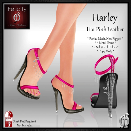 SALE *Felicity* Harley Stilettos - Hot Pink Leather High Heel Shoes (8 Metal Trim, 3 Sole Colors) for Slink High