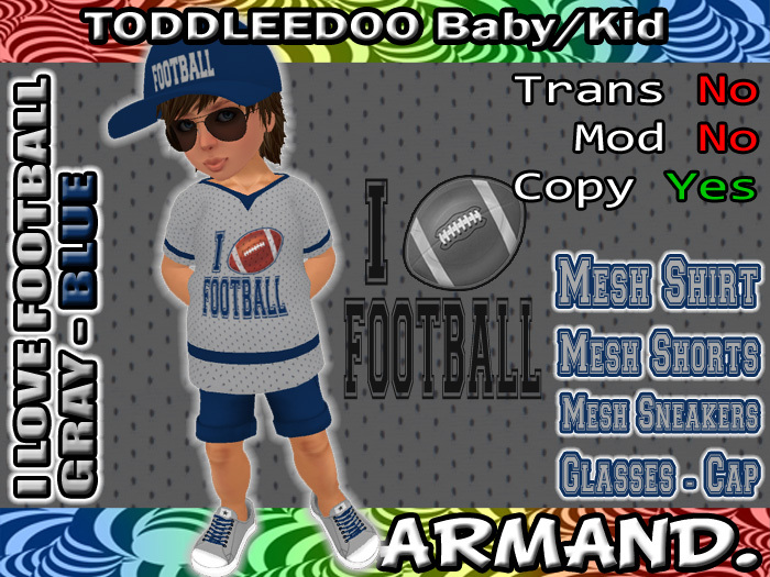 --ARMAND-- I LOVE FOOTBALL - GRAY-BLUE