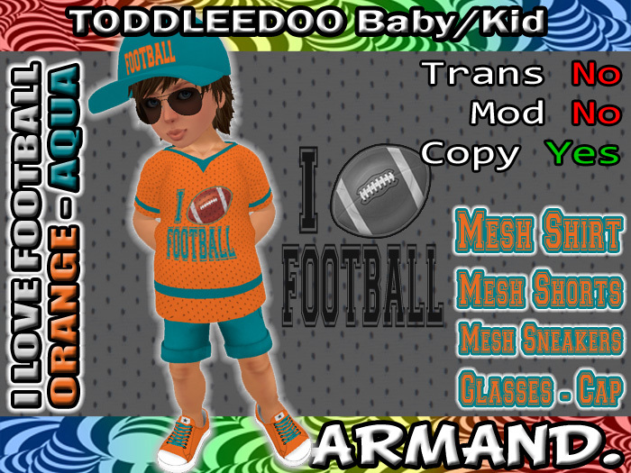 --ARMAND-- I LOVE FOOTBALL - ORANGE-AQUA