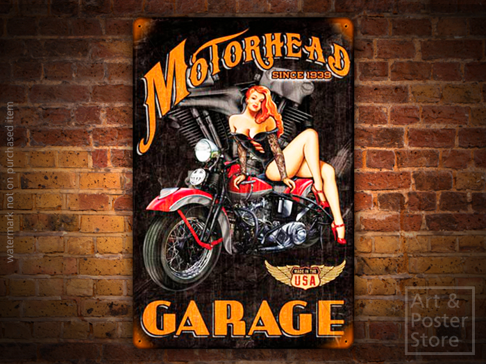 2 Motorhead Garage Retro Vintage Metal Wall Sign