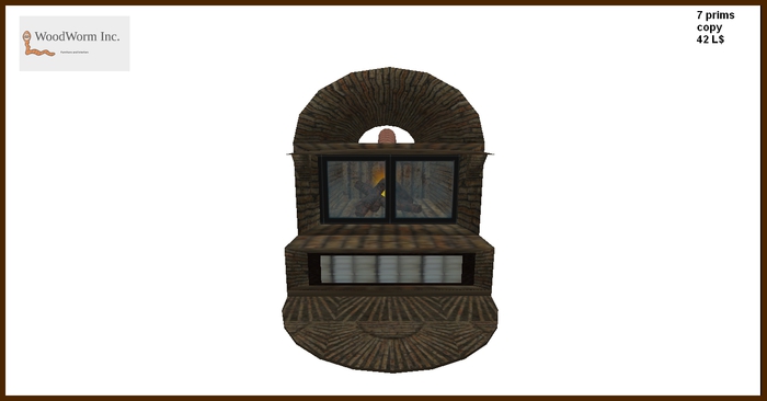 Stone chimney with fire