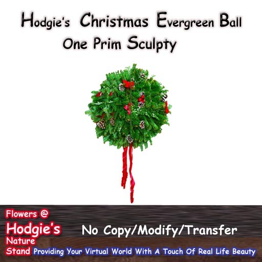 Christmas Evergreen Ball (1 Prim Sculpty)