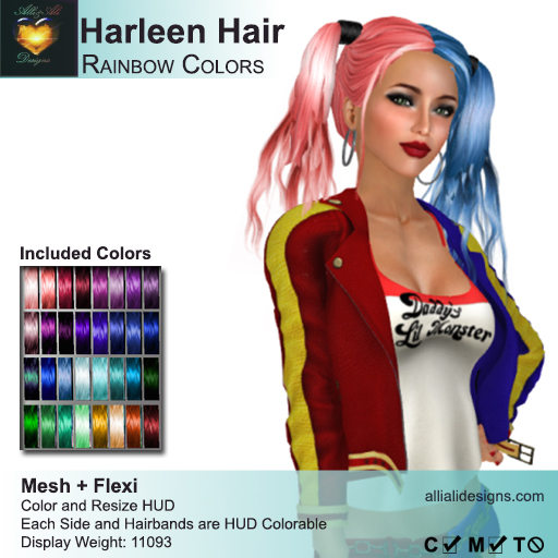 A&A Harleen Hair Rainbow Colors Pack. Mesh+Flexi Womens Hair