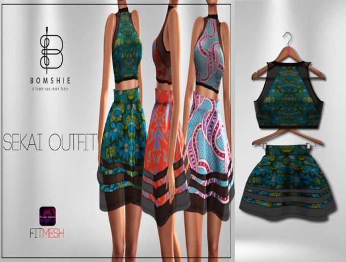 <*>B<*>Sekai Mesh Blue Flared Skirt Outfit