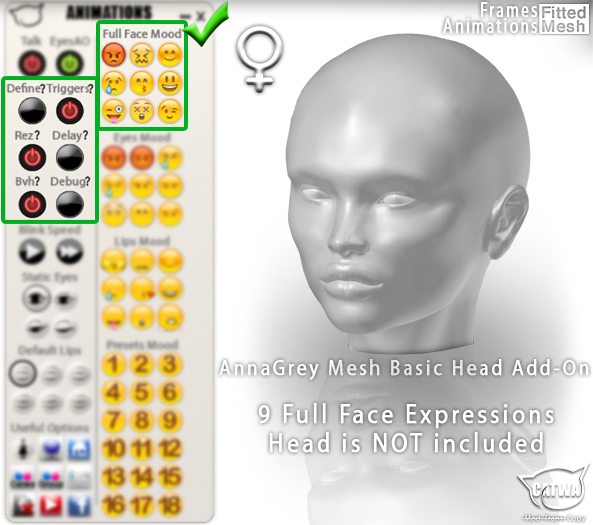 CATWA HEAD AnnaGrey [9 Moods Add-On]