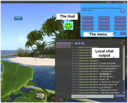 Second Life Marketplace - DJ Gesture HUD - white text - menu driven