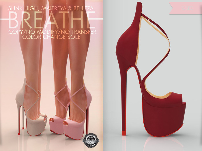 Second Life Marketplace - [BREATHE]-Marlen Heels-Antique Ruby-(for Slink  High Feet \u0026 Maitreya Lara)