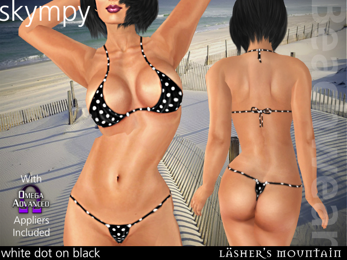  Skympy POLKA DOT BIKINI White On Black + SARONG | Omega Appliers 