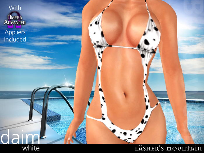 Daim - dálmata blanco del traje de baño del monokini lugar con aplicadores de Omega