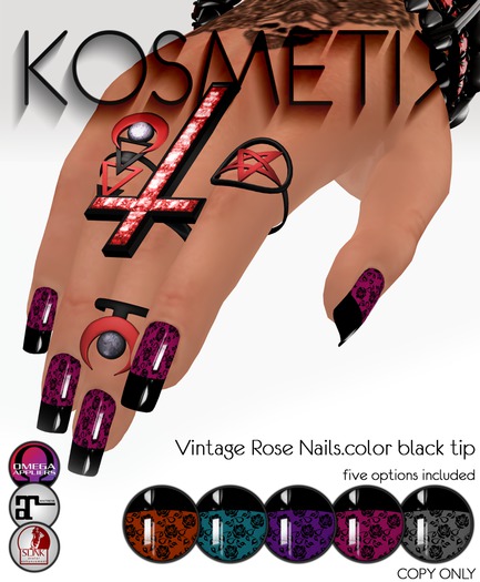 .kosmetik - Vintage Rose Nails.color black tip