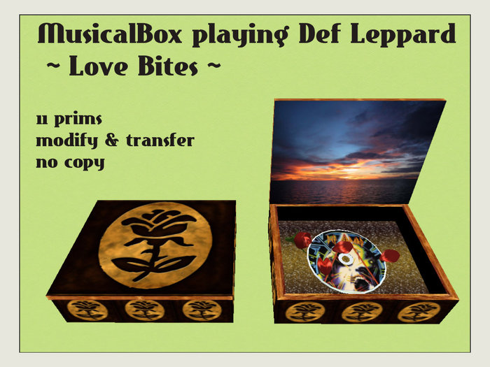 Musical Box with cd playing " Love Bites"