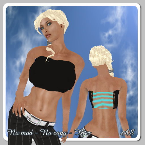 Black/aqua strapless top by AllStar Designs