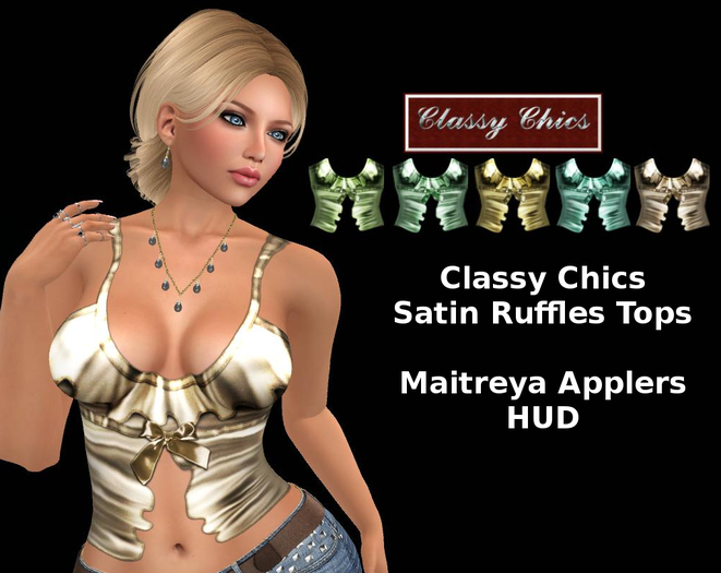 CC - Satin Ruffle Tops Maitreya Applier HUD