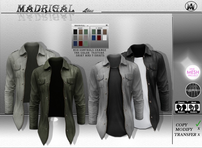MADRIGAL.:Mesh Men's Shirts and T-Shirt  in Two Variants DEMO 