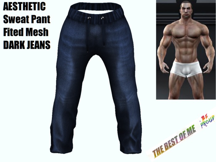AESTHETIC Sweat Pants - Fitted Mesh DARK JEANS