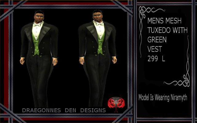 MENS TUX WITH GREEN VEST