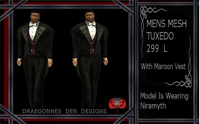 MENS TUX WITH MAROON VEST