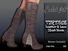 ::SOULED OUT:: Leather and Lace Vintage Boots TAUPE