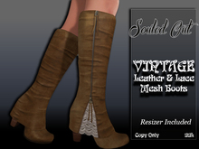 ::SOULED OUT:: Leather and Lace Vintage Boots TAN