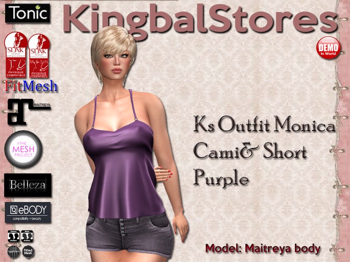 99 KS OUTFIT MONICA CAMI&SHORT PURPLE
